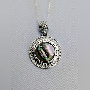 Elegant Silver and Abalone Pendant Necklace